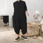 Men Summer Short Sleeve Thin Casual Jumpsuit