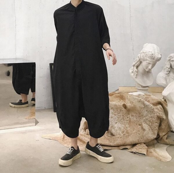Men Summer Short Sleeve Thin Casual Jumpsuit