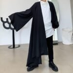 Dark Asymmetric Jacket Long Sleeve Cardigan Black Cardigan