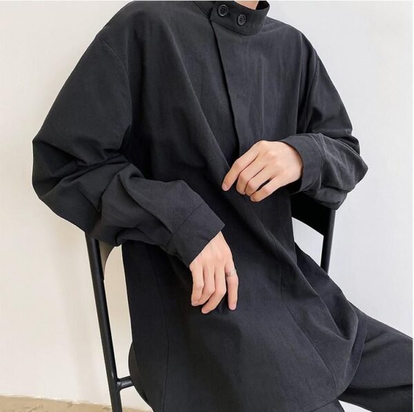 Original Design Cool Neutral Set Loose Linen Cotton Collar Shirt