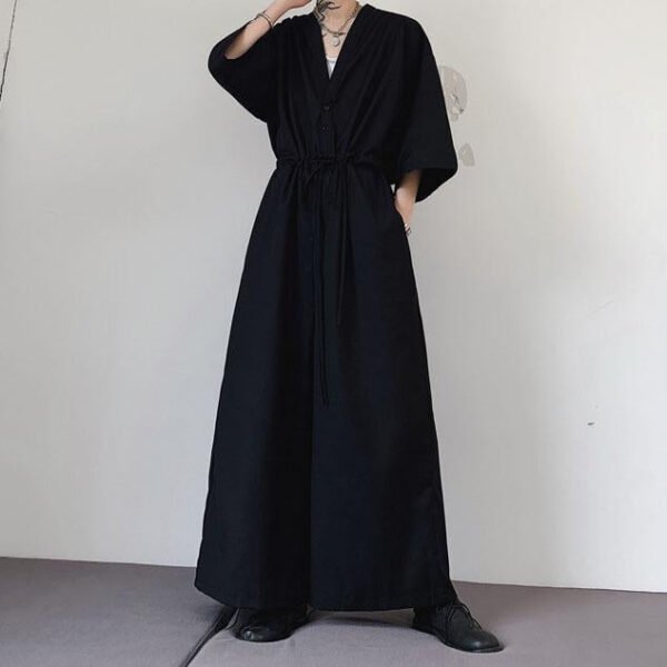 Japanese Streetwear Long Black Sleeve Jumpsuit Casual Jumpsuit for Men