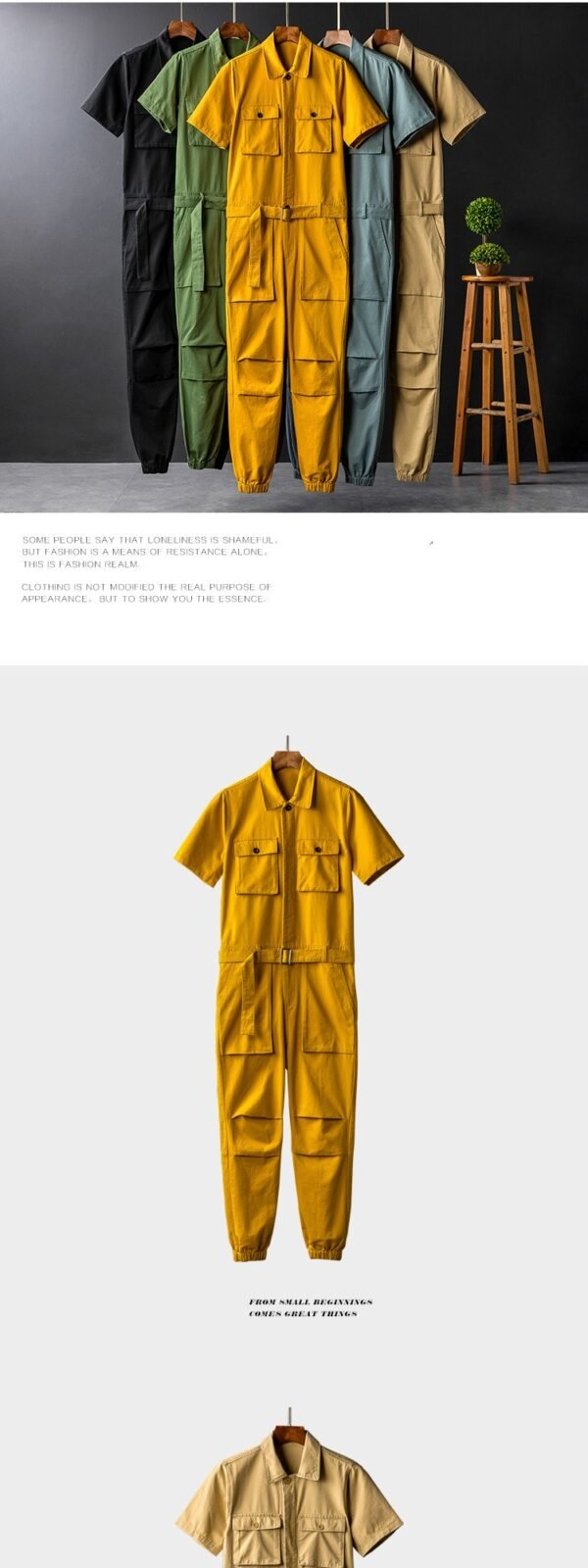 Summer Fashion Men's Short Sleeve One Piece Suit Plus Size Casual Leggings Performance Suit Men's and Women's One Piece Overalls