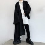 Dark Asymmetric Jacket Long Sleeve Cardigan Black Cardigan