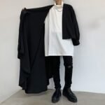 Dark Asymmetric Jacket Long Sleeve Cardigan Black Cardigan