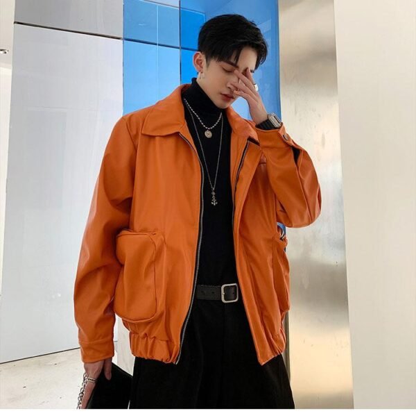 Men's Retro Loose Casual Leather Jacket Men