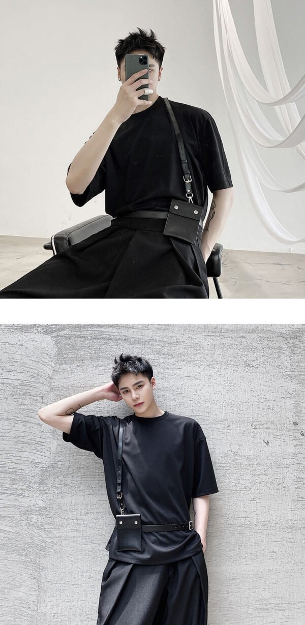 Men's belt bag belt short sleeve T-shirt