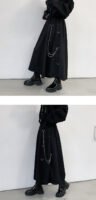 Men Metal Chain Causal Loose Casual Wide Leg Pant Male Japan Style Streetwear Gothic Punk Kimono Skirt Pants