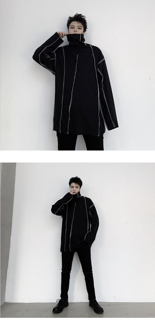 Men Turtleneck Long Sleeve Shirts Black Turtleneck Pullover Shirt