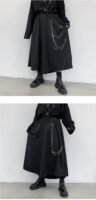 Men Metal Chain Causal Loose Casual Wide Leg Pant Male Japan Style Streetwear Gothic Punk Kimono Skirt Pants