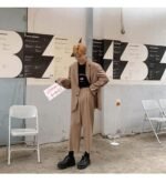 Mem Removable Sleeve 2 Pieces Suits Sets Jacket Pant Male Streetwear Japan Korea Style Loose Casual Suit Blazer Coat Trouser