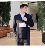 Men's Suit Coat Blazers Hollow Removable Hem Japan Korean Style Vintage Streetwear Fashion Suit Jacket Male Stage Clothing