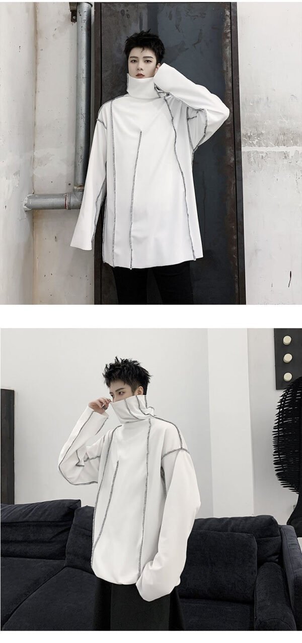Men Turtleneck Long Sleeve Shirts Black Turtleneck Pullover Shirt