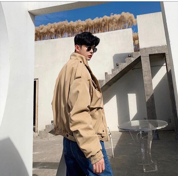 Retro Short Jacket Men's Streetwear Hip Hop Cargo Coat Jacket