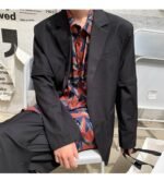 Mem Removable Sleeve 2 Pieces Suits Sets Jacket Pant Male Streetwear Japan Korea Style Loose Casual Suit Blazer Coat Trouser
