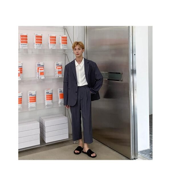 Mem Removable Sleeve 2 Pieces Suits Sets Jacket Pant Male Streetwear Japan Korea Style Loose Casual Suit Blazer Coat Trouser