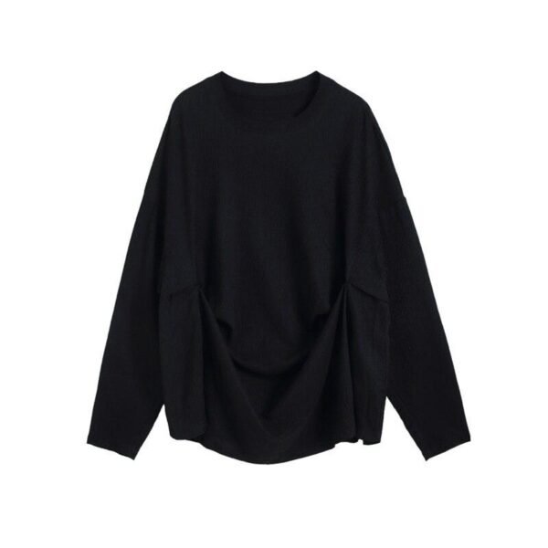 Men's Long-sleeved Pleated Casual Loose T-shirt