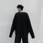 Men's Long-sleeved Pleated Casual Loose T-shirt