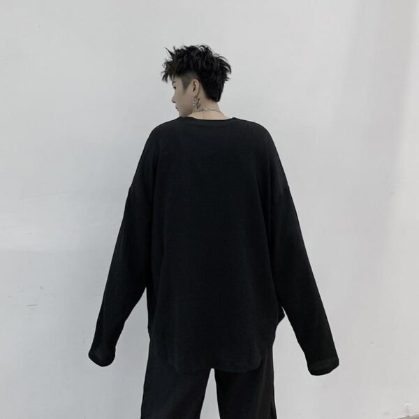 Men's Long-sleeved Pleated Casual Loose T-shirt