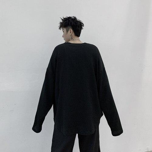 Men's Long-sleeved Pleated Casual Loose T-shirt