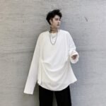 Men's Long-sleeved Pleated Casual Loose T-shirt