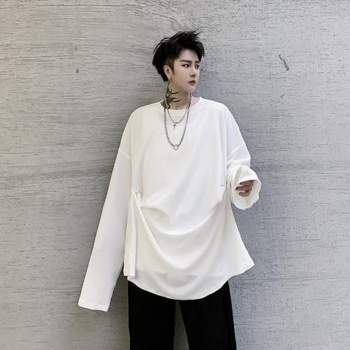 Men's Long-sleeved Pleated Casual Loose T-shirt