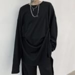 Men's Long-sleeved Pleated Casual Loose T-shirt