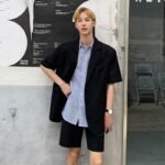 Mem Removable Sleeve 2 Pieces Suits Sets Jacket Pant Male Streetwear Japan Korea Style Loose Casual Suit Blazer Coat Trouser
