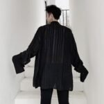 Japanese Streetwear Mens See Through shirt Loose Long Sleeve Shirts