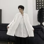 Japanese Streetwear Mens See Through shirt Loose Long Sleeve Shirts