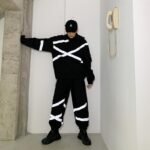 Hip Hop Reflective Stripe Hooded Pullover Jacket Fluorescent Sports Suit