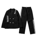 Retro College Style Male Streetwear Suit Jacket Coat Pants