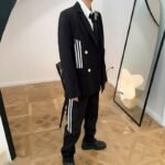 Retro College Style Male Streetwear Suit Jacket Coat Pants
