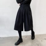 Japan Streetwear Black Punk Gohic Wide Leg Harem Pants