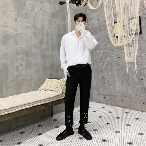 Men Chain Fashion Casual Slim Fit Pant
