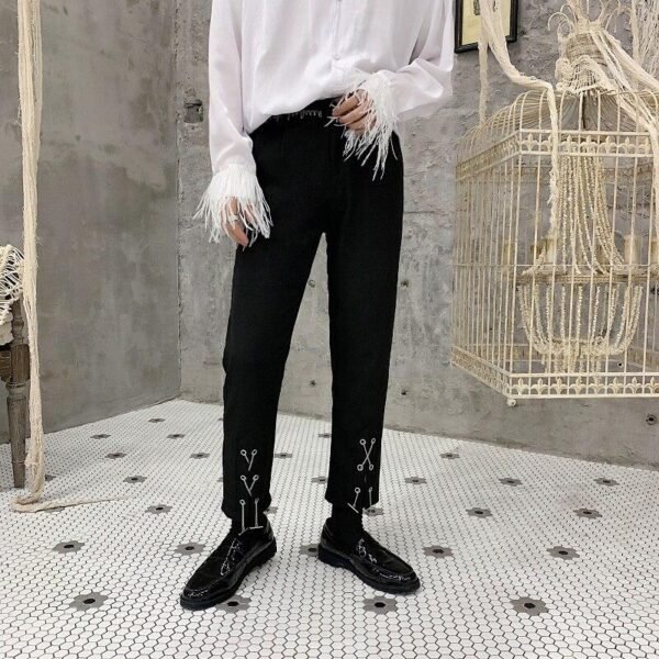 Men Chain Fashion Casual Slim Fit Pant