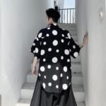 Cotton and Linen Casual Short-sleeved Polka Dot Shirt