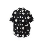 Cotton and Linen Casual Short-sleeved Polka Dot Shirt