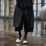 Men Fashion Streetwear Punk Gothic Black Skirt Pant