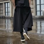 Men Fashion Streetwear Punk Gothic Black Skirt Pant