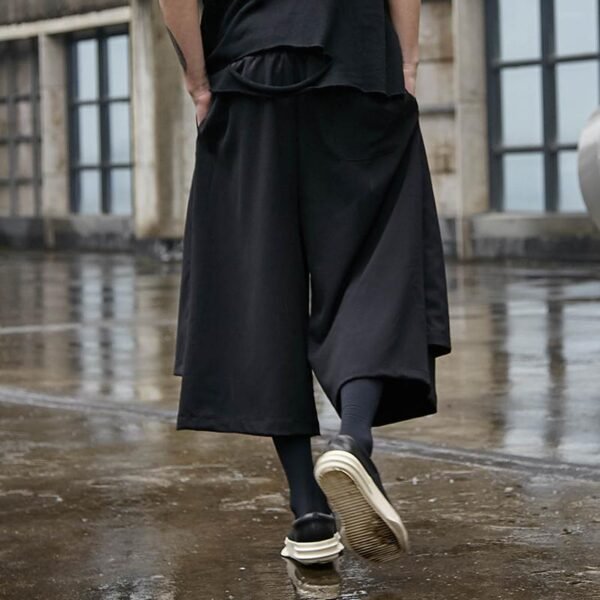 Men Fashion Streetwear Punk Gothic Black Skirt Pant