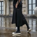 Men Fashion Streetwear Punk Gothic Black Skirt Pant