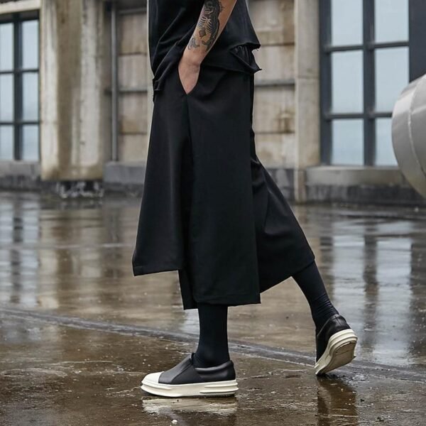 Men Fashion Streetwear Punk Gothic Black Skirt Pant