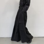 Men Japan Loose Casual Wide Leg Cargo Pants Male Streetwear Hip Hop Punk Gothic Harem Belt Trousers Kimono Straight Skirt Pants