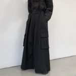 Men Japan Loose Casual Wide Leg Cargo Pants Male Streetwear Hip Hop Punk Gothic Harem Belt Trousers Kimono Straight Skirt Pants