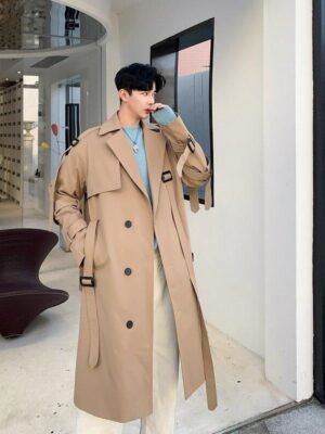 Windbreaker Jacket Men and Men Loose Long Coat Windbreaker