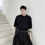 Men's belt bag belt short sleeve T-shirt