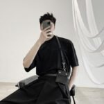 Men's belt bag belt short sleeve T-shirt