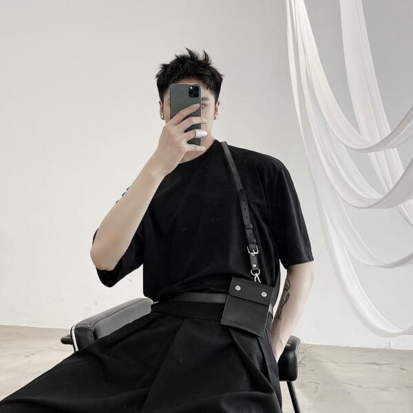 Men's belt bag belt short sleeve T-shirt