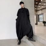Japan Retro Fashion Streetwear Men Loose Casua Pants Overalls Harem Pant Jumpsuit Drop Crotch Jumpsuit