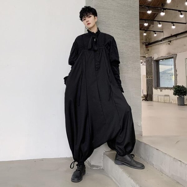 Japan Retro Fashion Streetwear Men Loose Casua Pants Overalls Harem Pant Jumpsuit Drop Crotch Jumpsuit